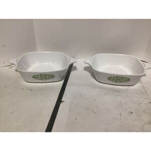vintage Corning Ware P-41-B Petite Pan Green Medallion Pattern